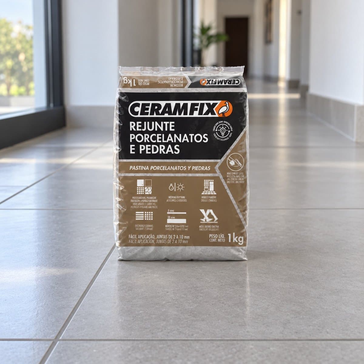 Ceramfix Rejunte Resinado Porcelanatos e Pedras — Cinza, 1 kg