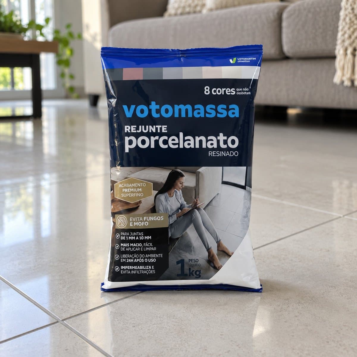 Votomassa Rejunte Porcelanato Resinado — cinza platina, 1 kg